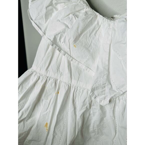 ADAM LIPPES White 100% Cotton Hourglass Cap Sleeves Eyelet Ruffle Dress Size 10 - Picture 6 of 9
